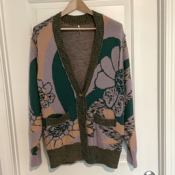 Free People Sweaters - NWT Free People Oversized Slouchy August Cardigan Orchid Teal Pea Color Size S